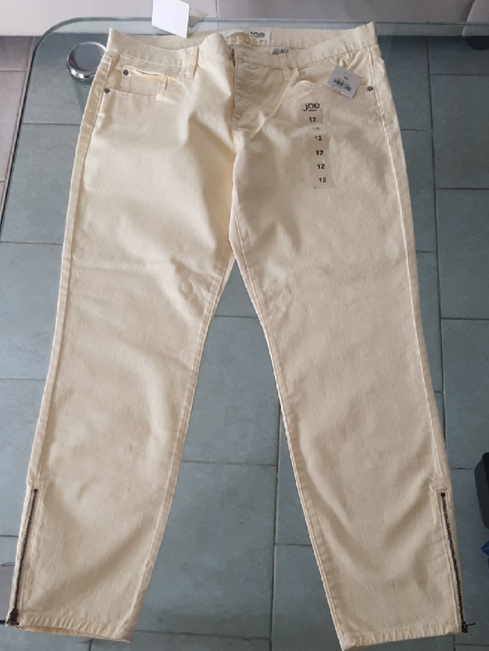 NWT Joe FreshπSoft Lemon Cropped Zippered Ankle Jeans Sz 12 - Picture 4 of 8